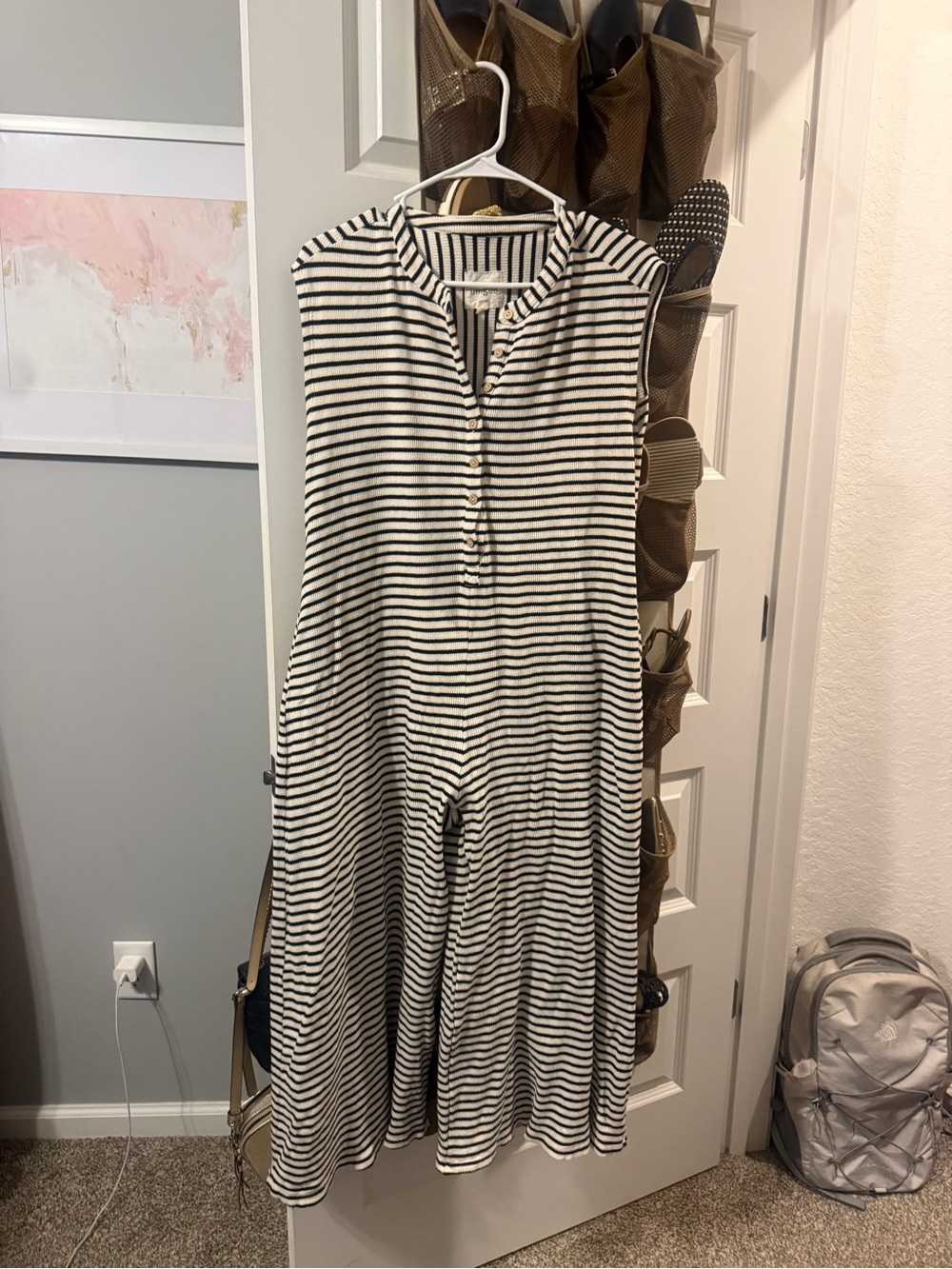 Umgee Striped Sleeveless Button-Front Dress - Black & White